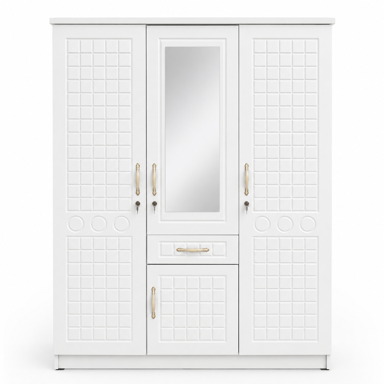 Galaxy Design 3-Door Wardrobe with Mirror | White - used 5 months
