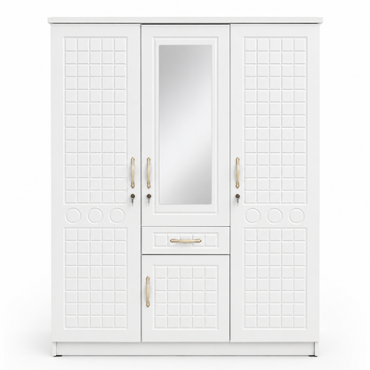 Galaxy Design 3-Door Wardrobe with Mirror | White - used 5 months