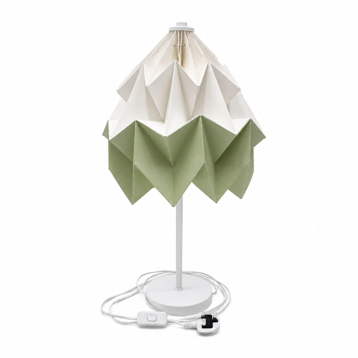 Home Box Tasha Paper Table Lamp | Green & White Folded Shade, 50 cm - used 3 months