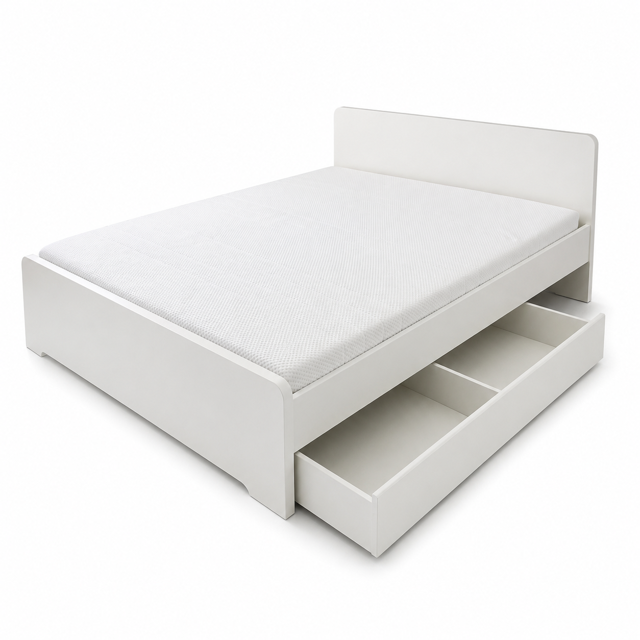 IKEA VIHALS Queen Bed Frame with Trundle & Mattress | White/Luröy, 160x200 cm - used 5 months