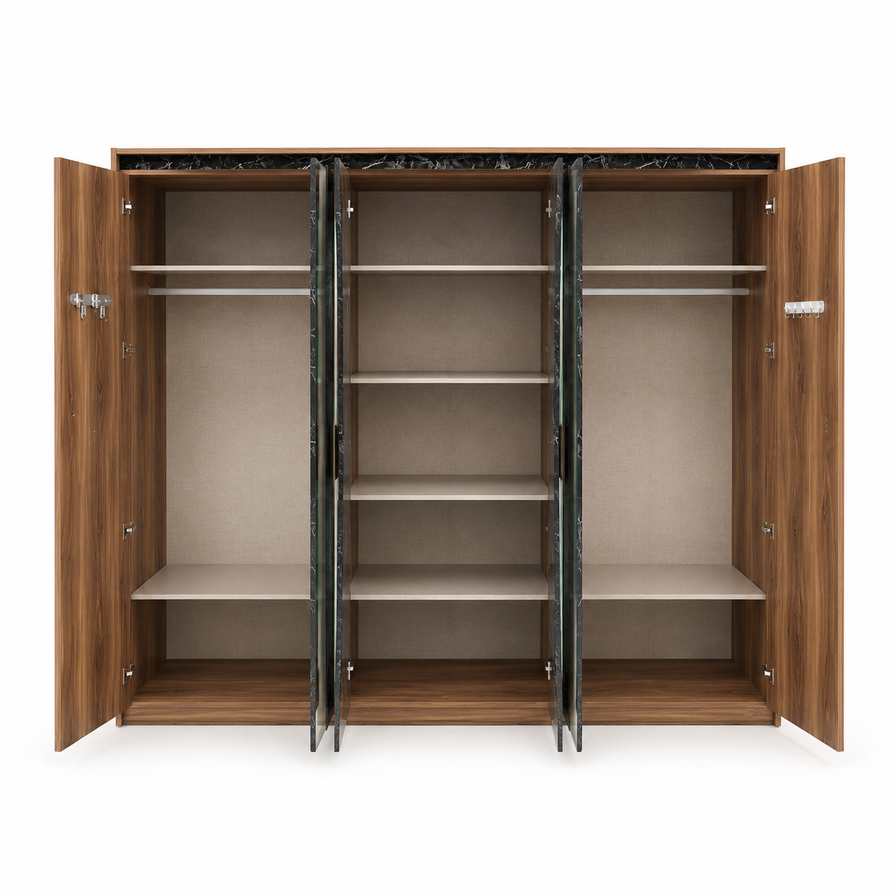 Home Box Verona 5-Piece King Bedroom Set with 6-Door Wardrobe | 180x200 cm - used 8 months