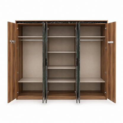Home Box Verona 5-Piece King Bedroom Set with 6-Door Wardrobe | 180x200 cm - used 8 months