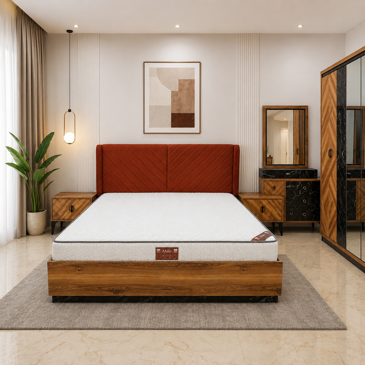 Home Box Verona 5-Piece King Bedroom Set with 6-Door Wardrobe | 180x200 cm - used 8 months