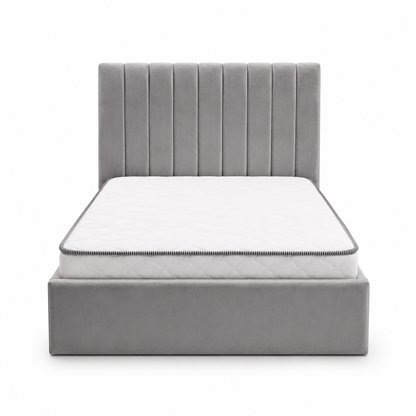 Modern Grey Upholstered Single Bed Set with Mattress | Channel-Tufted Headboard, 120x200 cm - used 5 months