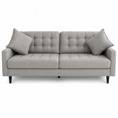 Danube Home Tranquil Tides 3-Seater Tufted Fabric Sofa | Light Grey, 239x97x72 cm - used 5 months