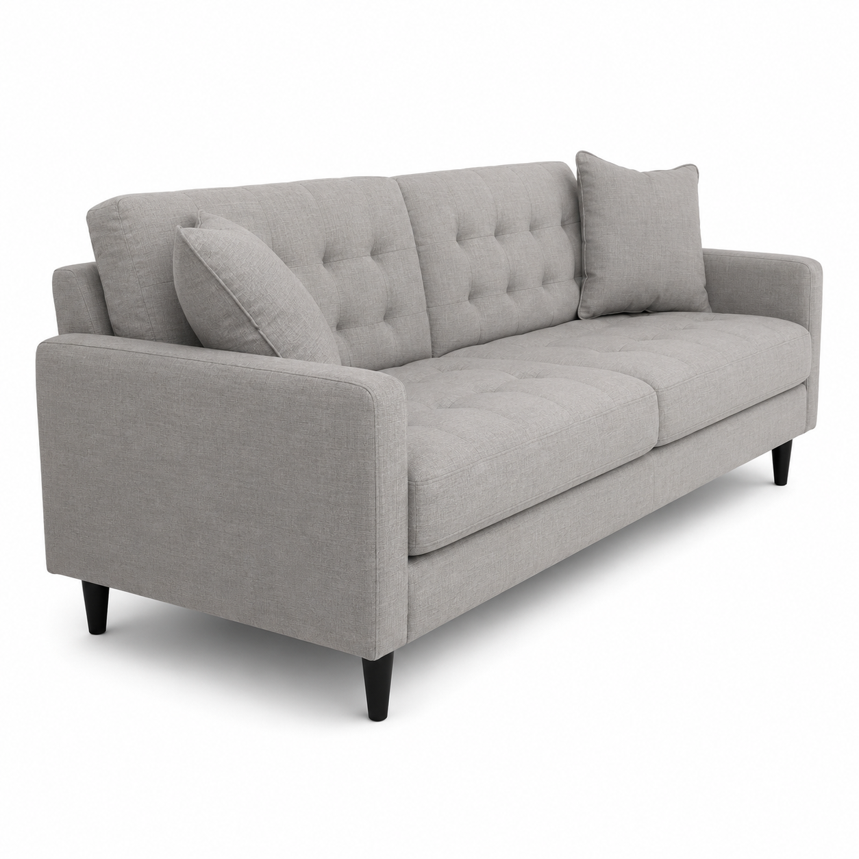 Danube Home Tranquil Tides 3-Seater Tufted Fabric Sofa | Light Grey, 239x97x72 cm - used 5 months