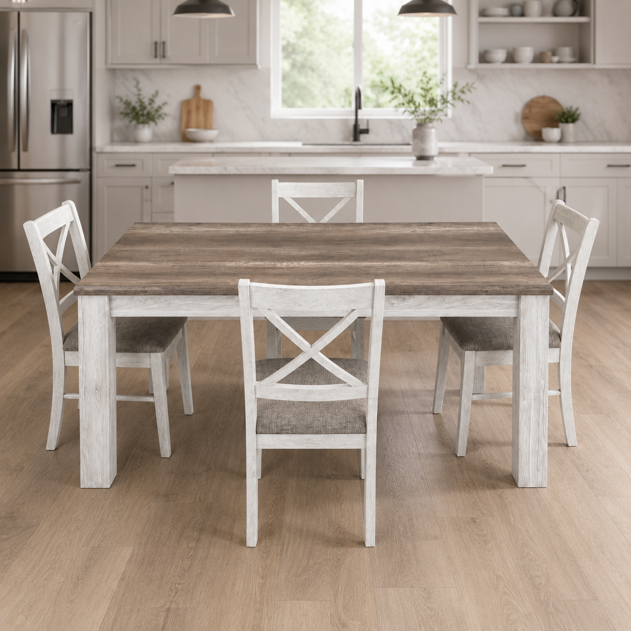Home Centre Maverick 4-Seater Dining Set | Oak/White Distressed, Urban Loft - used 5 months