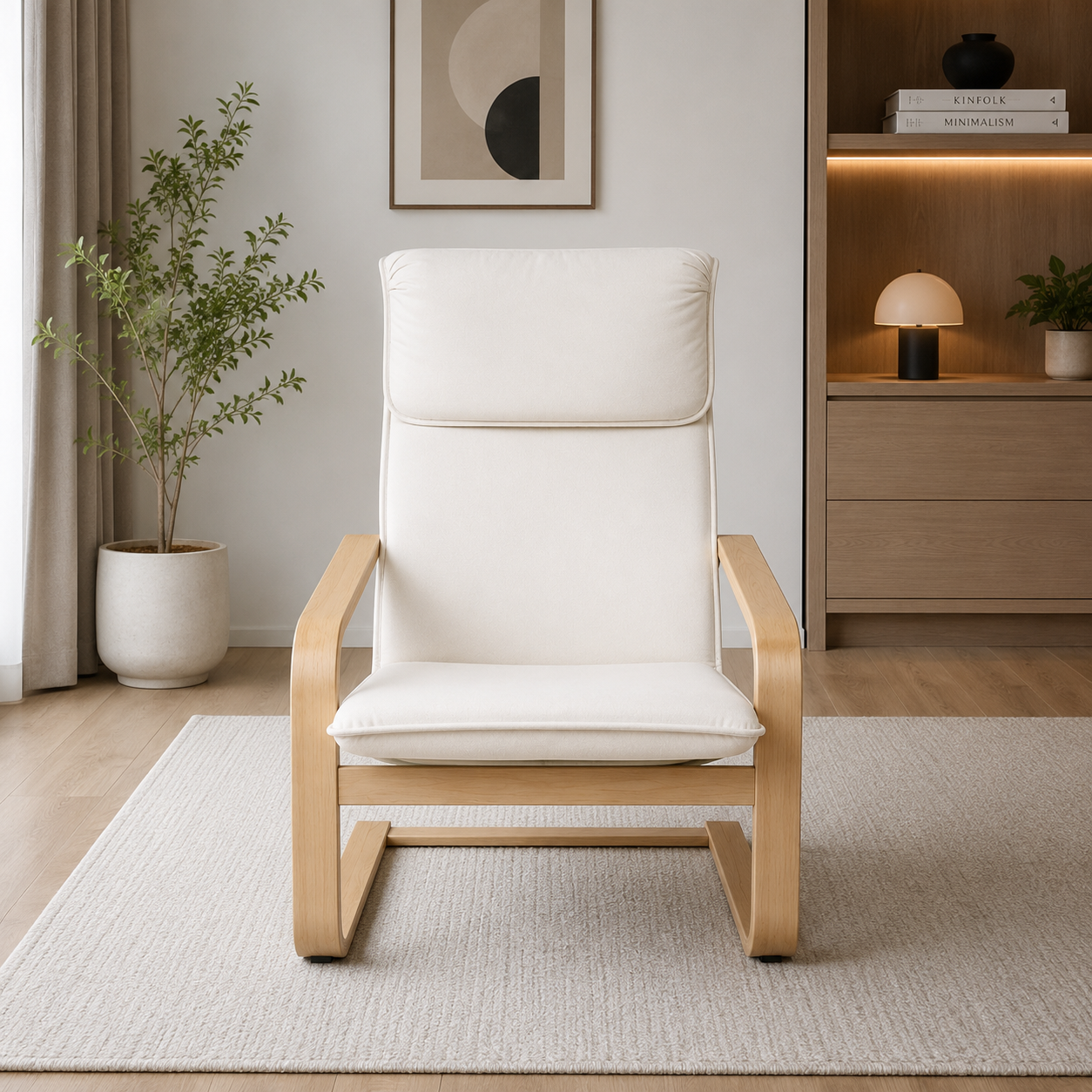 IKEA PELLO Armchair | Birch Veneer Frame, Cotton Cushion - used 4 months