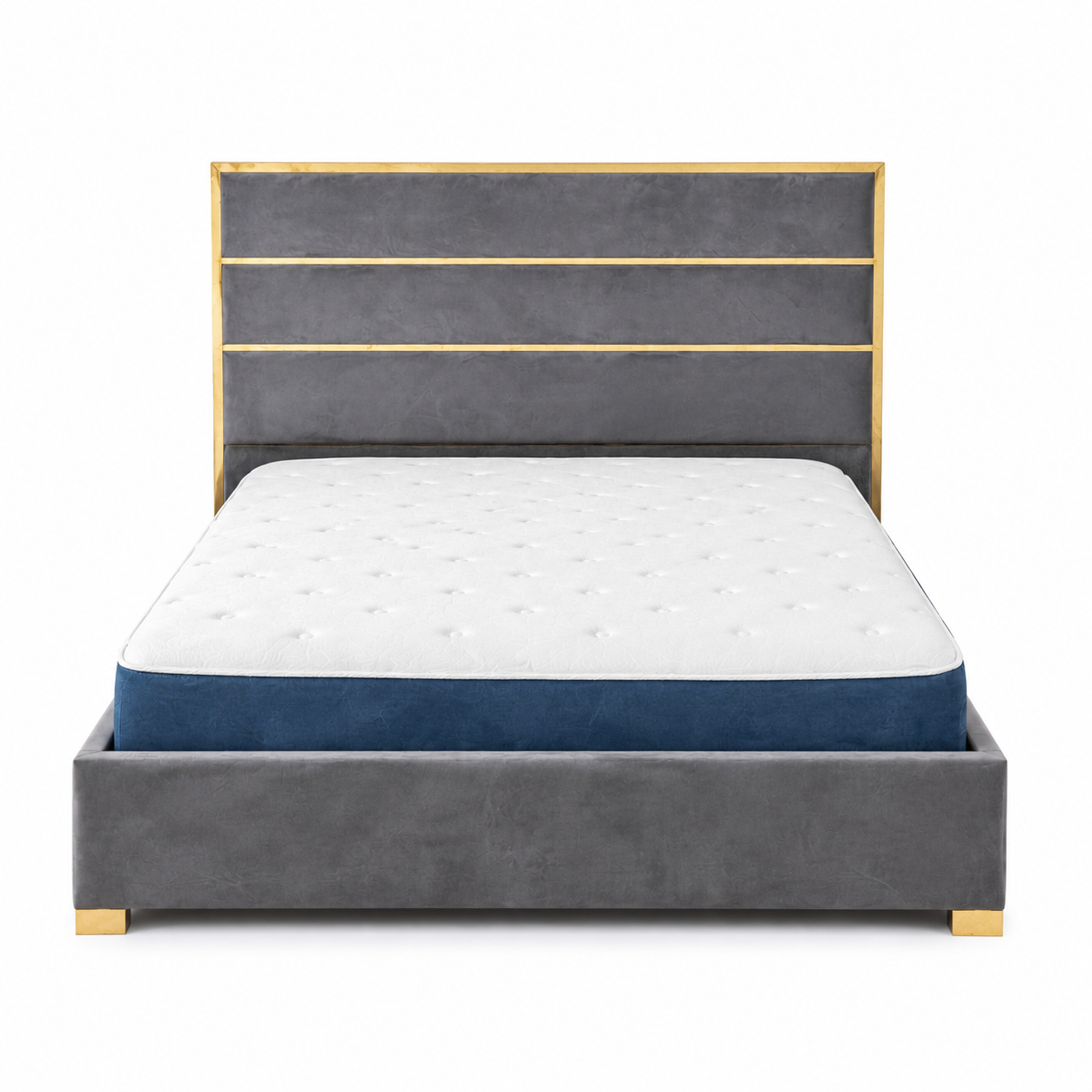 Danube Home Harlen Velvet King Bedroom Set with Norden Wardrobe & Dresser | Charcoal/Grey, 180x200 cm - used 9 months
