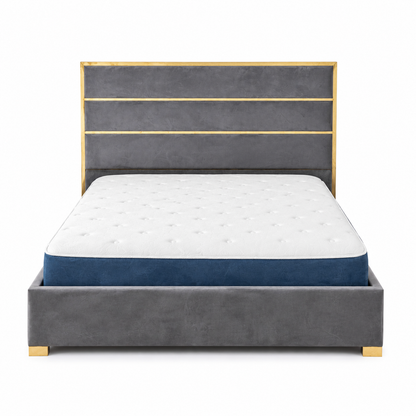 Danube Home Harlen Velvet King Bedroom Set with Norden Wardrobe & Dresser | Charcoal/Grey, 180x200 cm - used 9 months