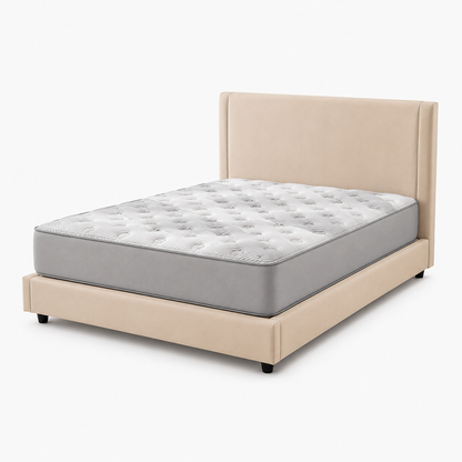 Modern Beige Upholstered Super King Bed with Englander BodiForm GEL Mattress