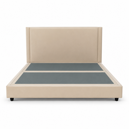 Modern Beige Upholstered Super King Bed with Englander BodiForm GEL Mattress