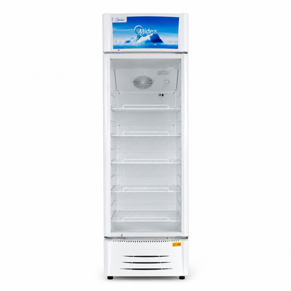Midea HS411S 411L Upright Showcase Chiller with Glass Door | White