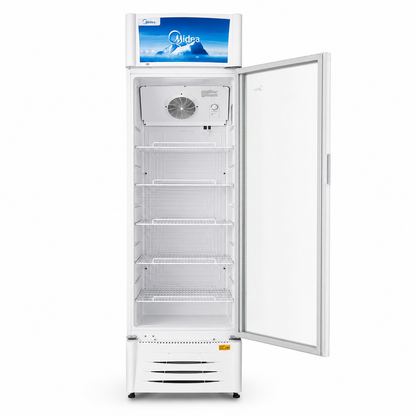 Midea HS411S 411L Upright Showcase Chiller with Glass Door | White