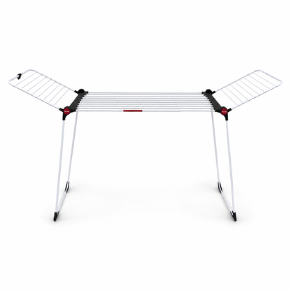 Vileda Infinity Flex Extendable Clothes Drying Rack with Wings | Silver, Black & Red