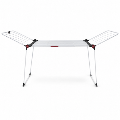 Vileda Infinity Flex Extendable Clothes Drying Rack with Wings | Silver, Black & Red