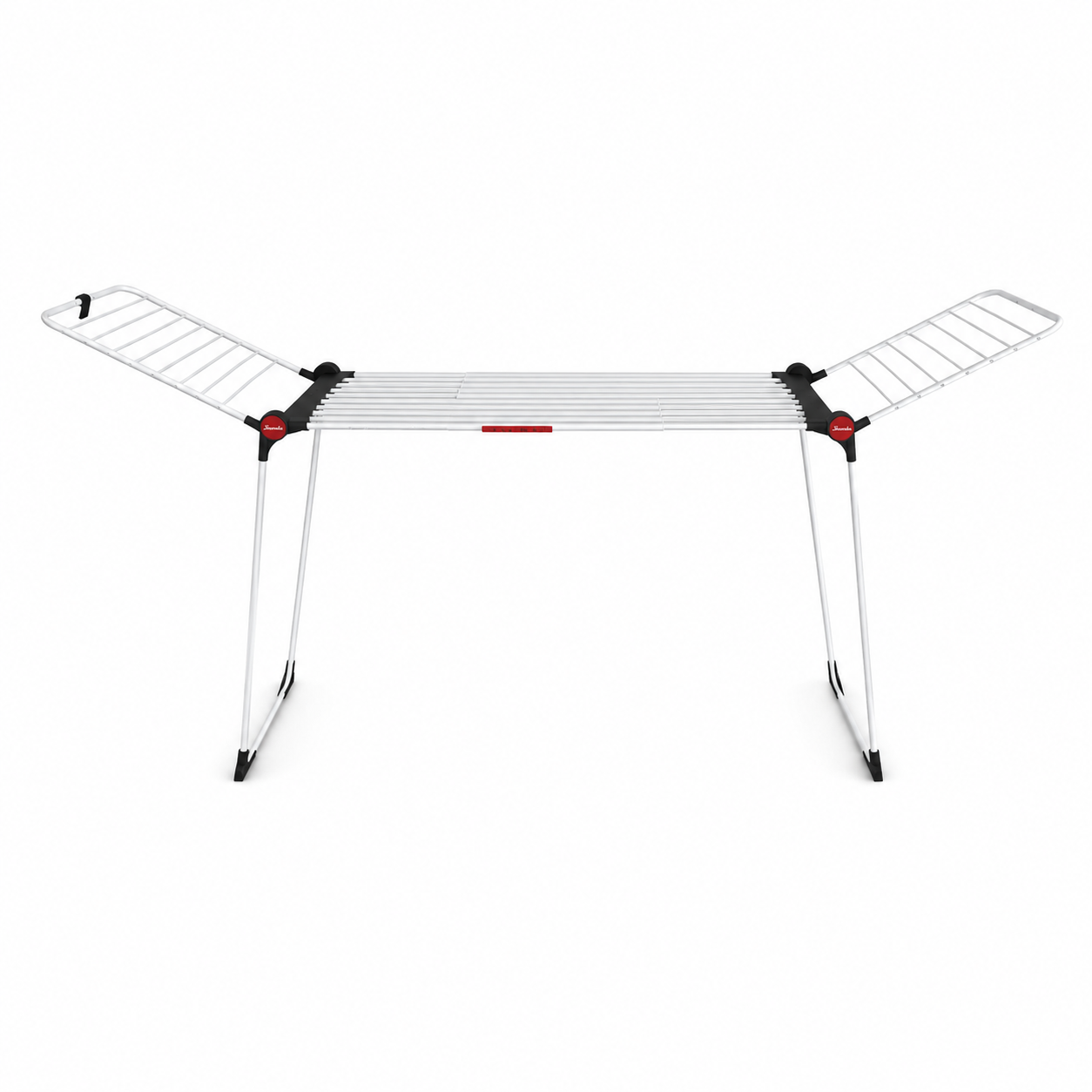 Vileda Infinity Flex Extendable Clothes Drying Rack with Wings | Silver, Black & Red