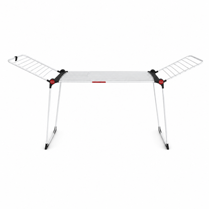 Vileda Infinity Flex Extendable Clothes Drying Rack with Wings | Silver, Black & Red