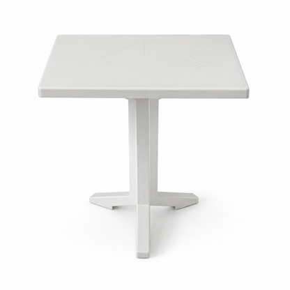 Modern Low Square Coffee Table with White Pedestal Base