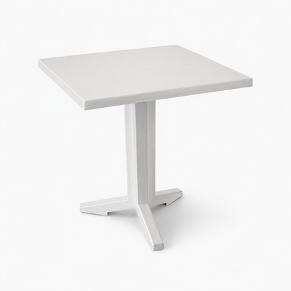 Modern Low Square Coffee Table with White Pedestal Base
