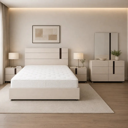 Danube Home Maybell King Bedroom Set with Wardrobe | White Maple/Walnut, 180x200 cm - used 8 months