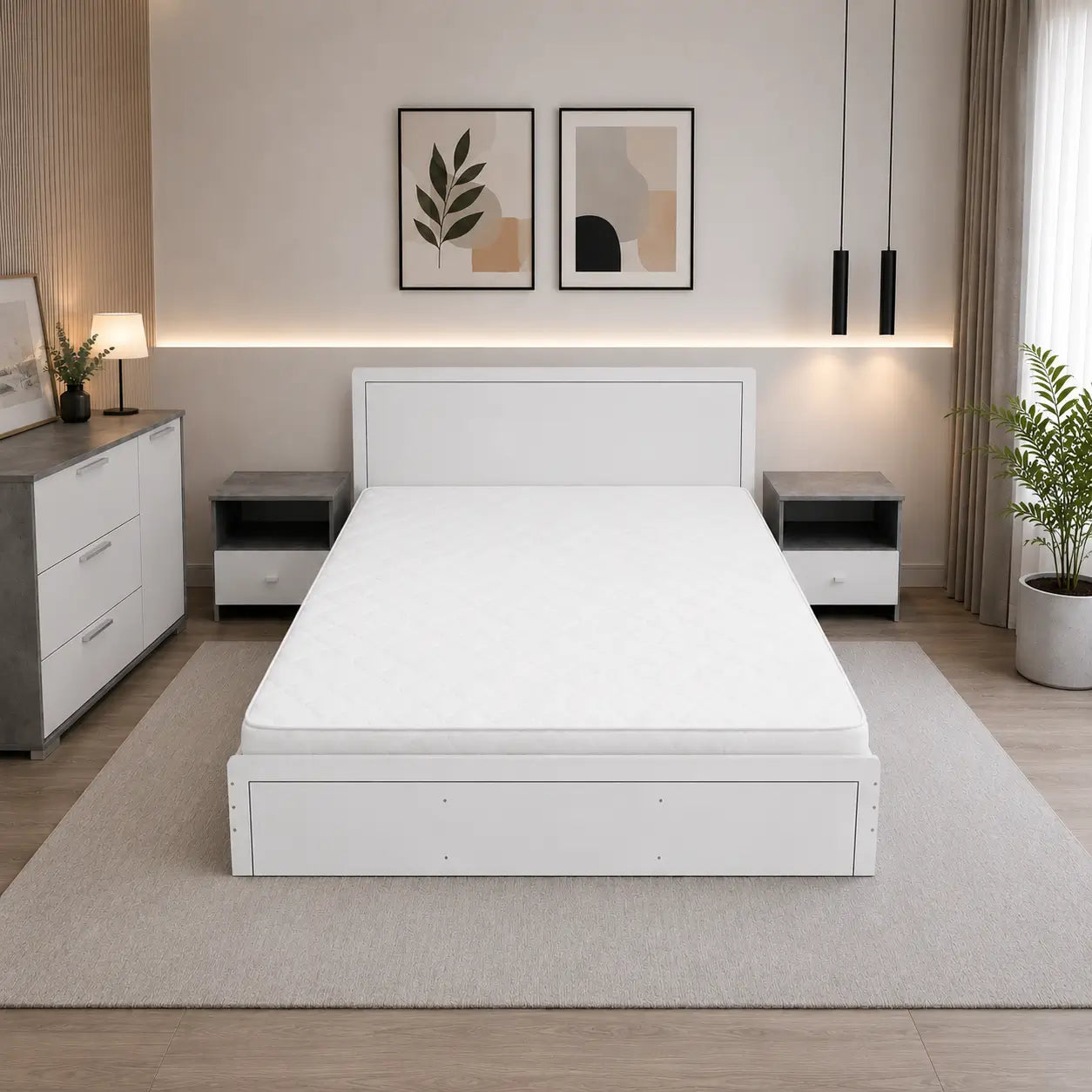 Homebox Oasis King Bedroom Set with Dresser & Wardrobe | White, 180x200 cm - used 8 months