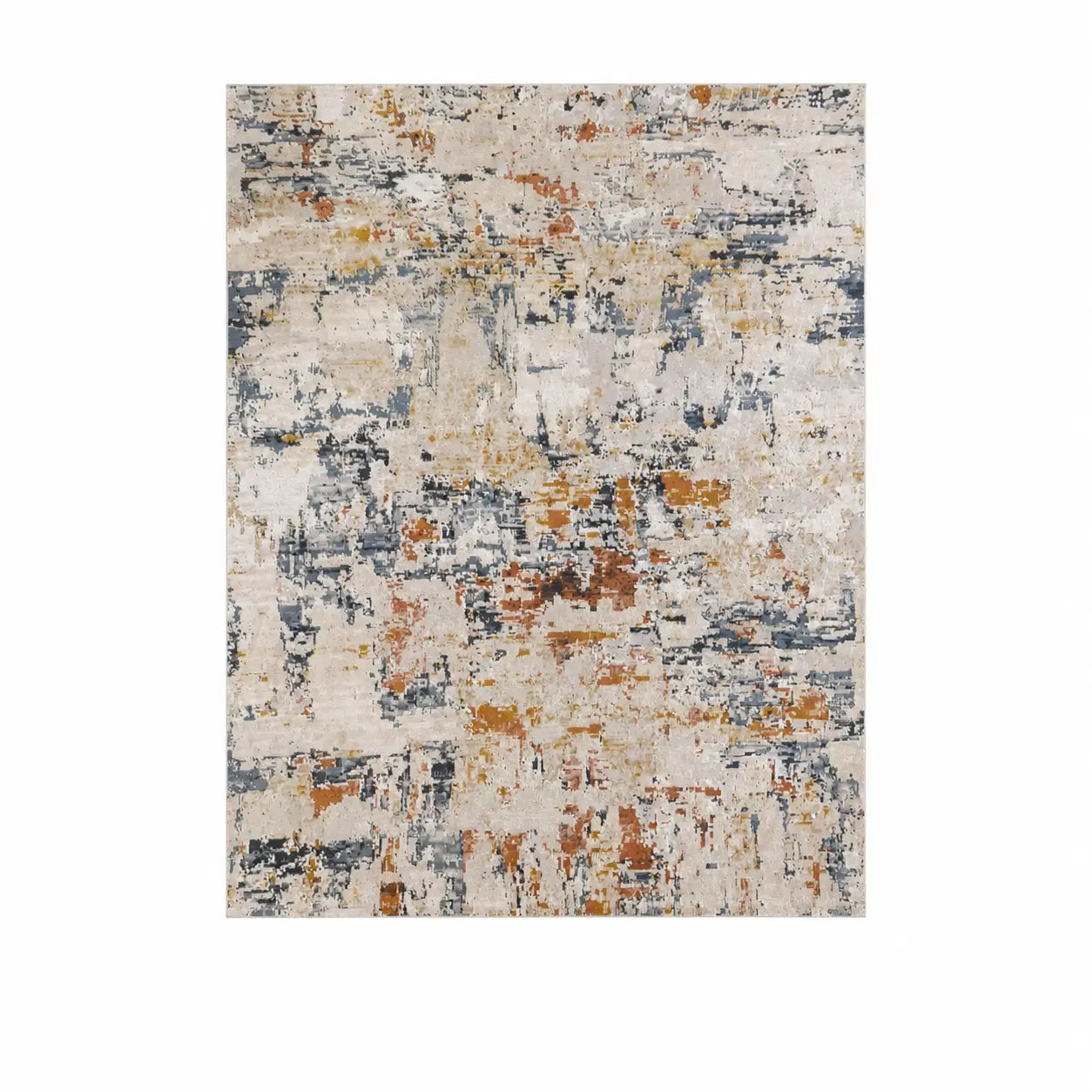Modern Abstract Distressed Area Rug | Grey, Beige, Charcoal & Rust Accents, 300x400 cm - used 2 months