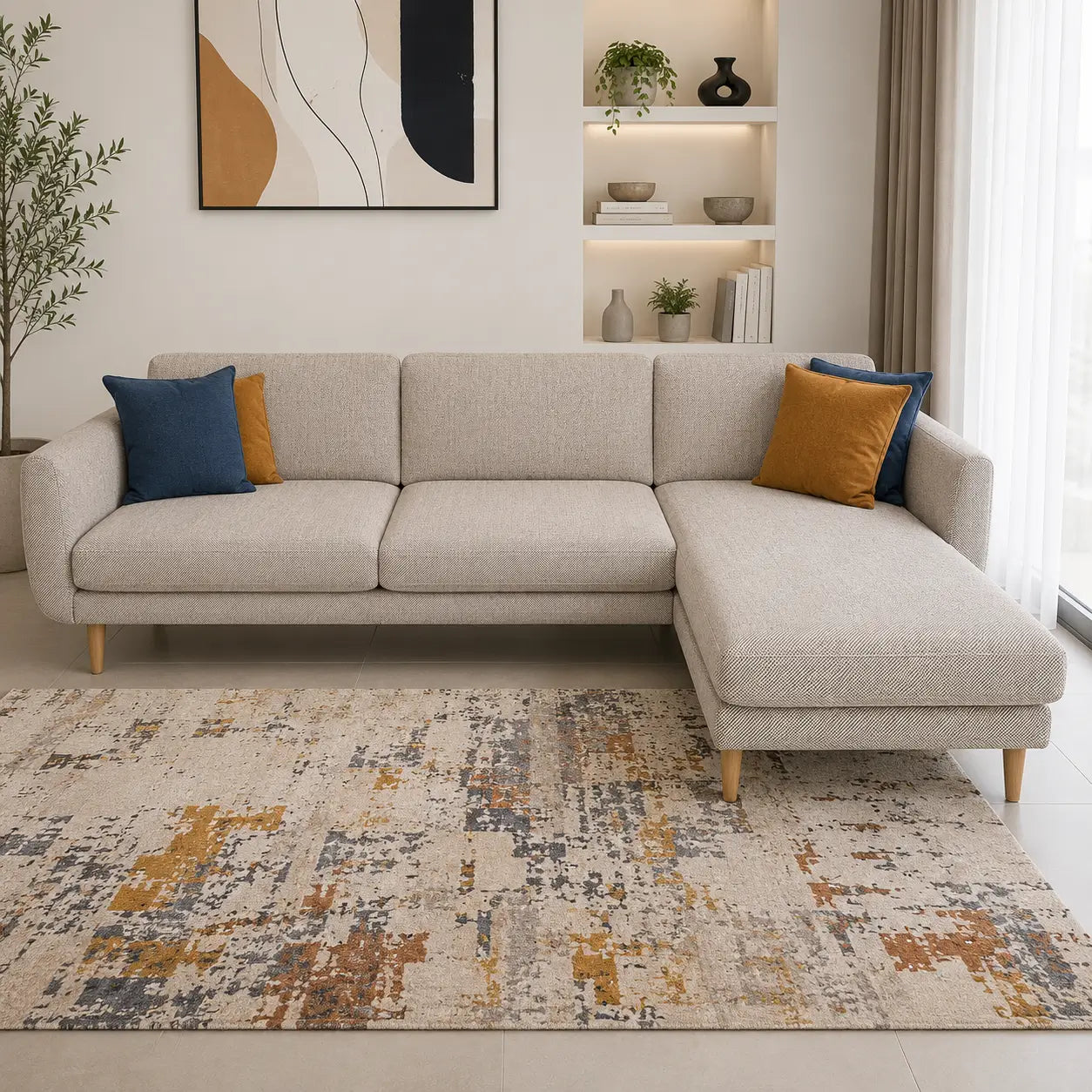 Home Center Rosetta 3-Seater Fabric Right Corner Sofa - used 7 months