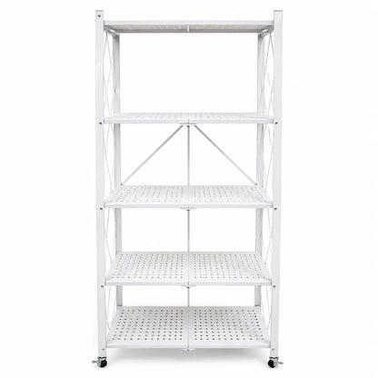 5-Tier Foldable Metal Storage Shelves | White, 72x34x160 cm - used 2 months