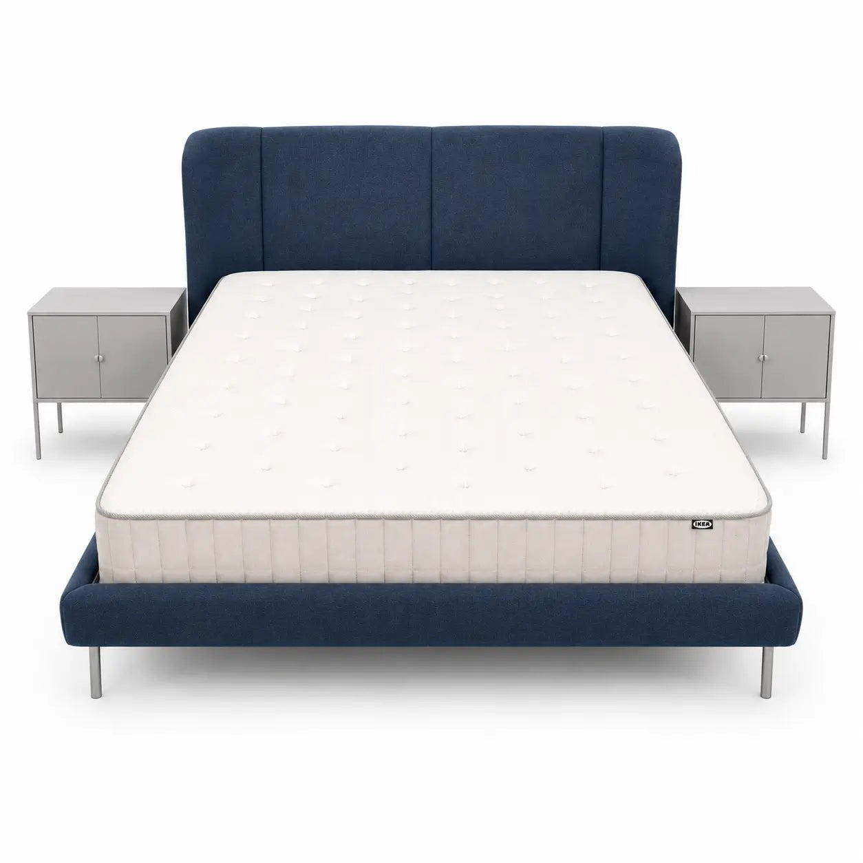 IKEA TUFJORD Upholstered King Bed Frame, 2 LIXHULT Cabinets, 180x200 cm without mattress - used 6 months