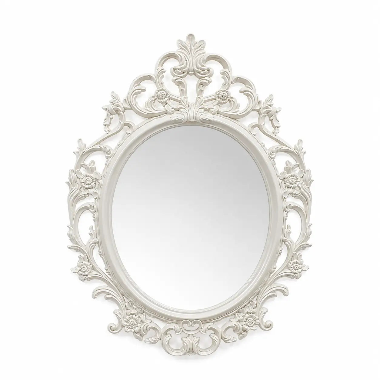 Oval Wall Hanging Mirror | White Glass Frame, 53x37 cm - used 2 months