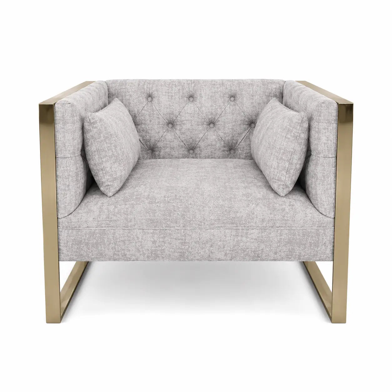 Eastbrook Velvet Upholstered Tufted Sofa Set | Grey, Gold Accents, 7-Seater (3+3+1) - used 6 months