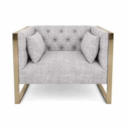 Eastbrook Velvet Upholstered Tufted Sofa Set | Grey, Gold Accents, 7-Seater (3+3+1) - used 6 months
