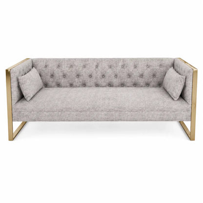 Eastbrook Velvet Upholstered Tufted Sofa Set | Grey, Gold Accents, 7-Seater (3+3+1) - used 6 months