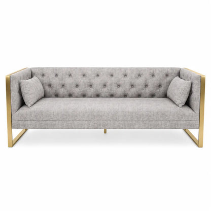 Eastbrook Velvet Upholstered Tufted Sofa Set | Grey, Gold Accents, 7-Seater (3+3+1) - used 6 months