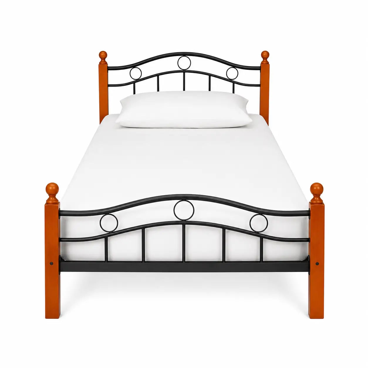 Karnak Wooden Cot Bed Frame | Cherry Brown Wood & Metal, 90x190 cm - used 3 months