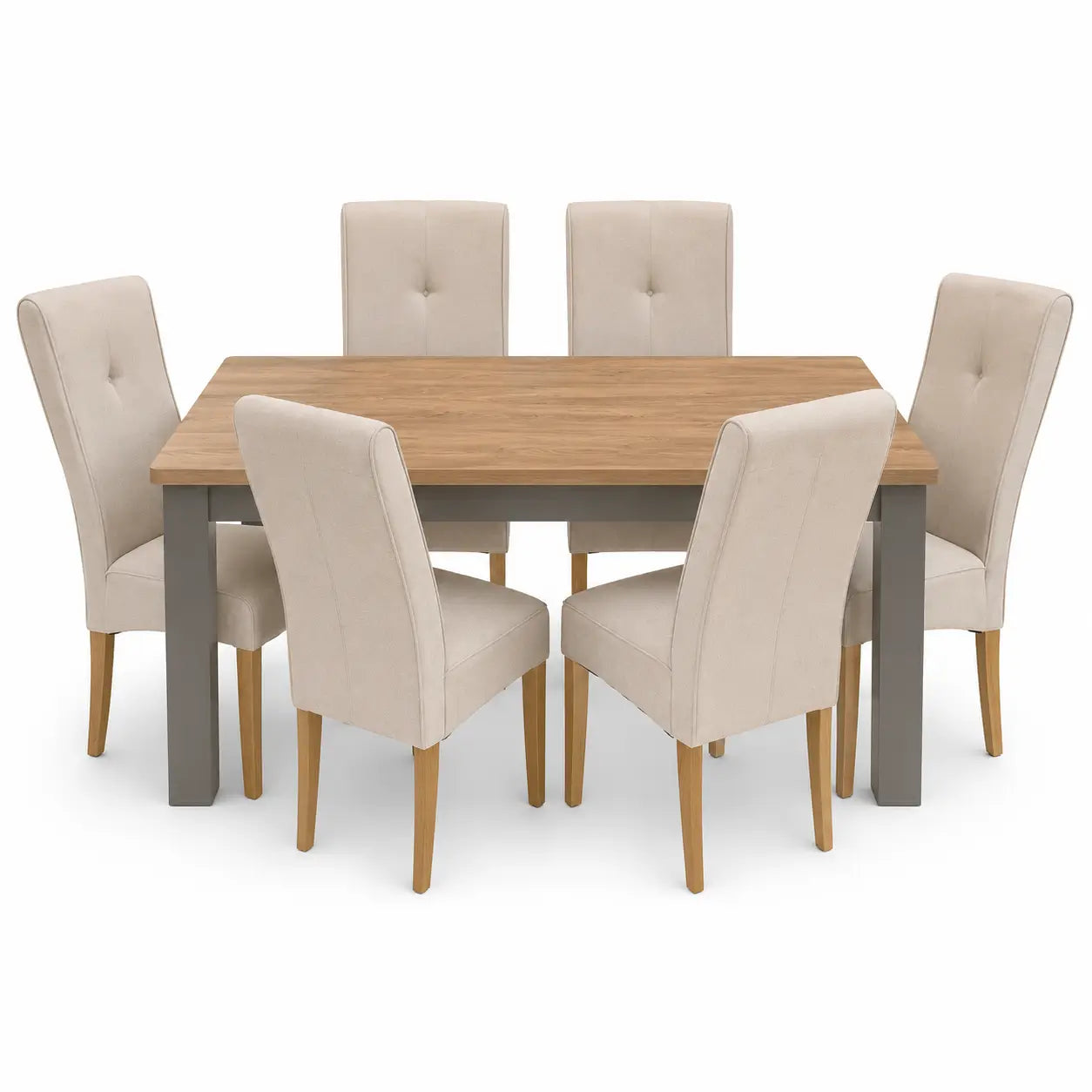 Ashford Dining Table with 6 Ava Fabric Chairs | Country-Style, 160x90 cm - used 8 months