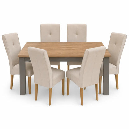 Ashford Dining Table with 6 Ava Fabric Chairs | Country-Style, 160x90 cm - used 8 months
