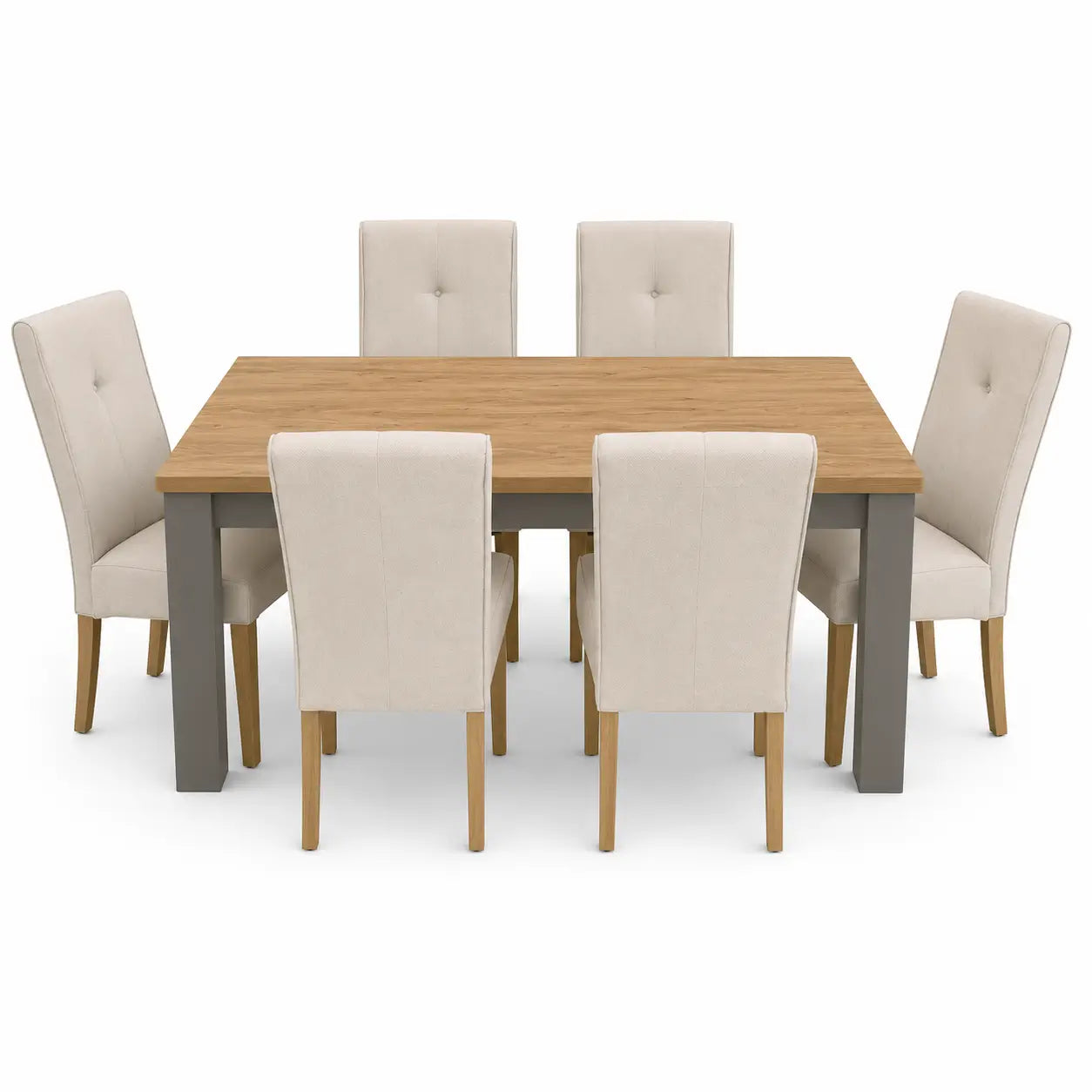 Ashford Dining Table with 6 Ava Fabric Chairs | Country-Style, 160x90 cm - used 8 months
