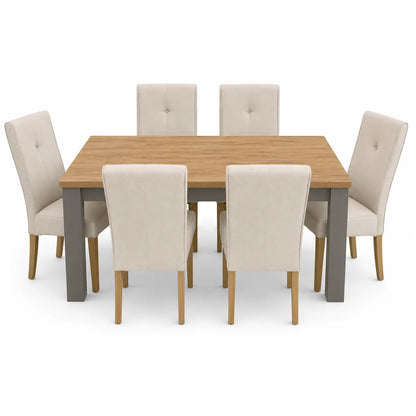 Ashford Dining Table with 6 Ava Fabric Chairs | Country-Style, 160x90 cm - used 8 months