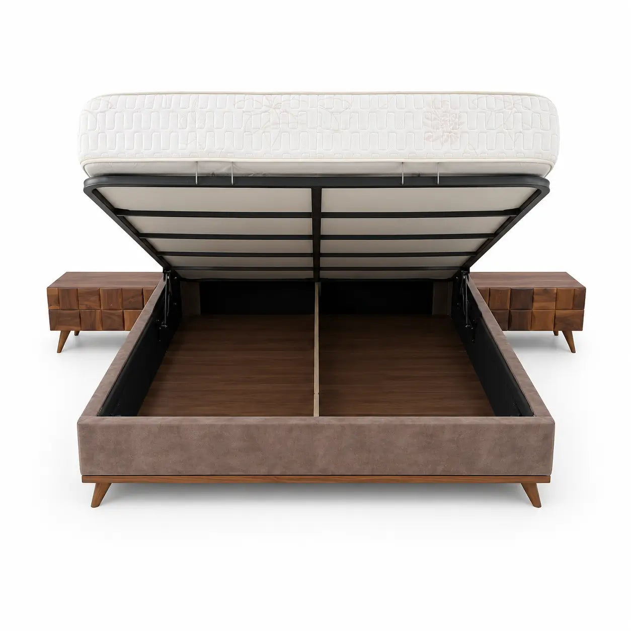 Home Box King Bed Set with Hydraulic Storage, Dresser & Nightstands - used 11 months