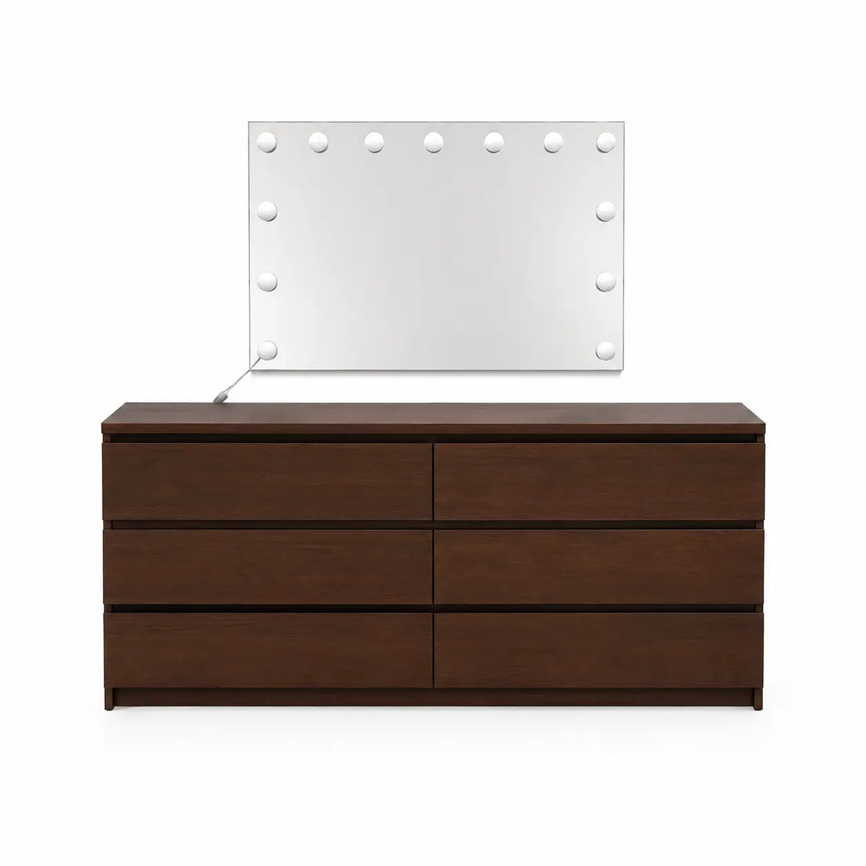 IKEA Minimalist King Bed Set with 6-Drawer Dresser & Mattress | Dark Wood - used 6 months
