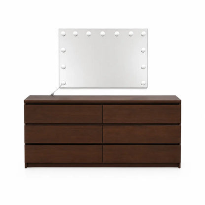 IKEA Minimalist King Bed Set with 6-Drawer Dresser & Mattress | Dark Wood - used 6 months