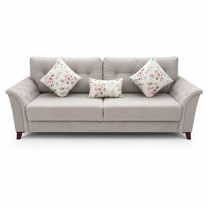 5-Seater Fabric Sofa Set | 3-Seater Sofa Bed & 2 Floral Wingback Armchairs, Beige - used 1.5 Years