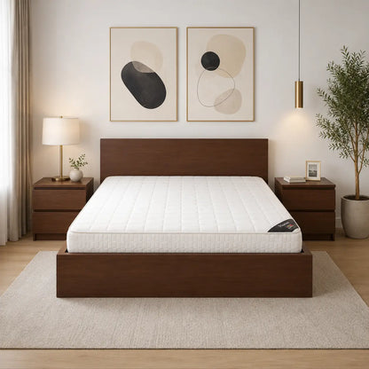IKEA Minimalist King Bed Set with 6-Drawer Dresser & Mattress | Dark Wood - used 6 months