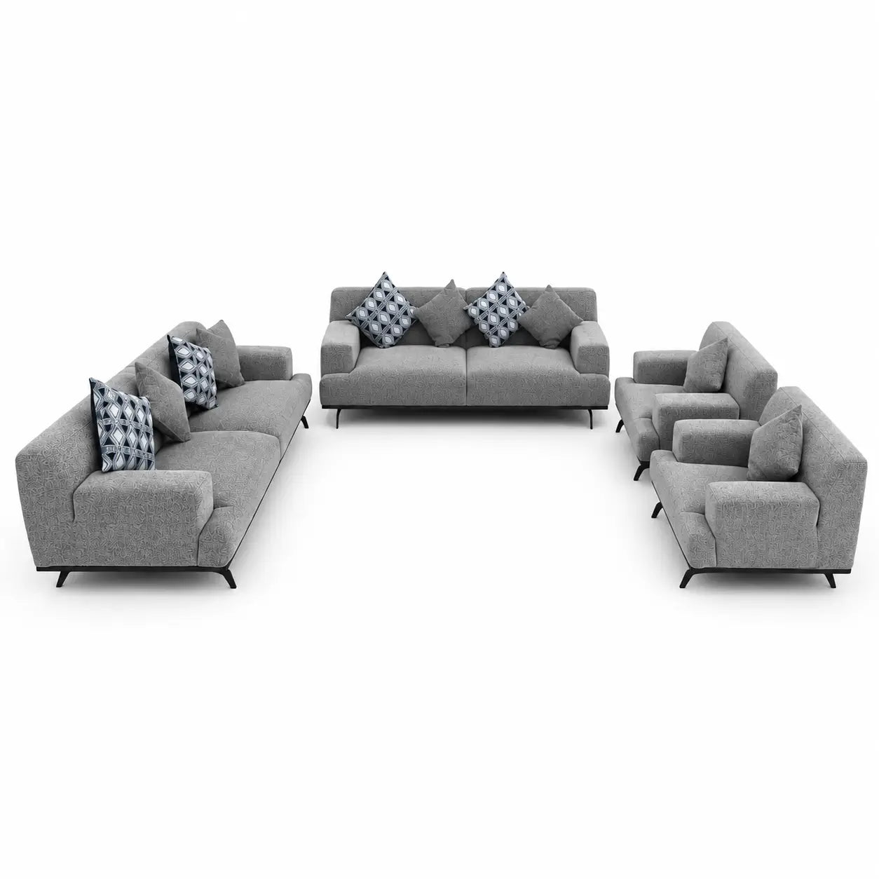 Home Center Steve Fabric Sofa Set | 3-Seater + 2-Seater + 2 Armchairs Textured Upholstery - used 1 Year