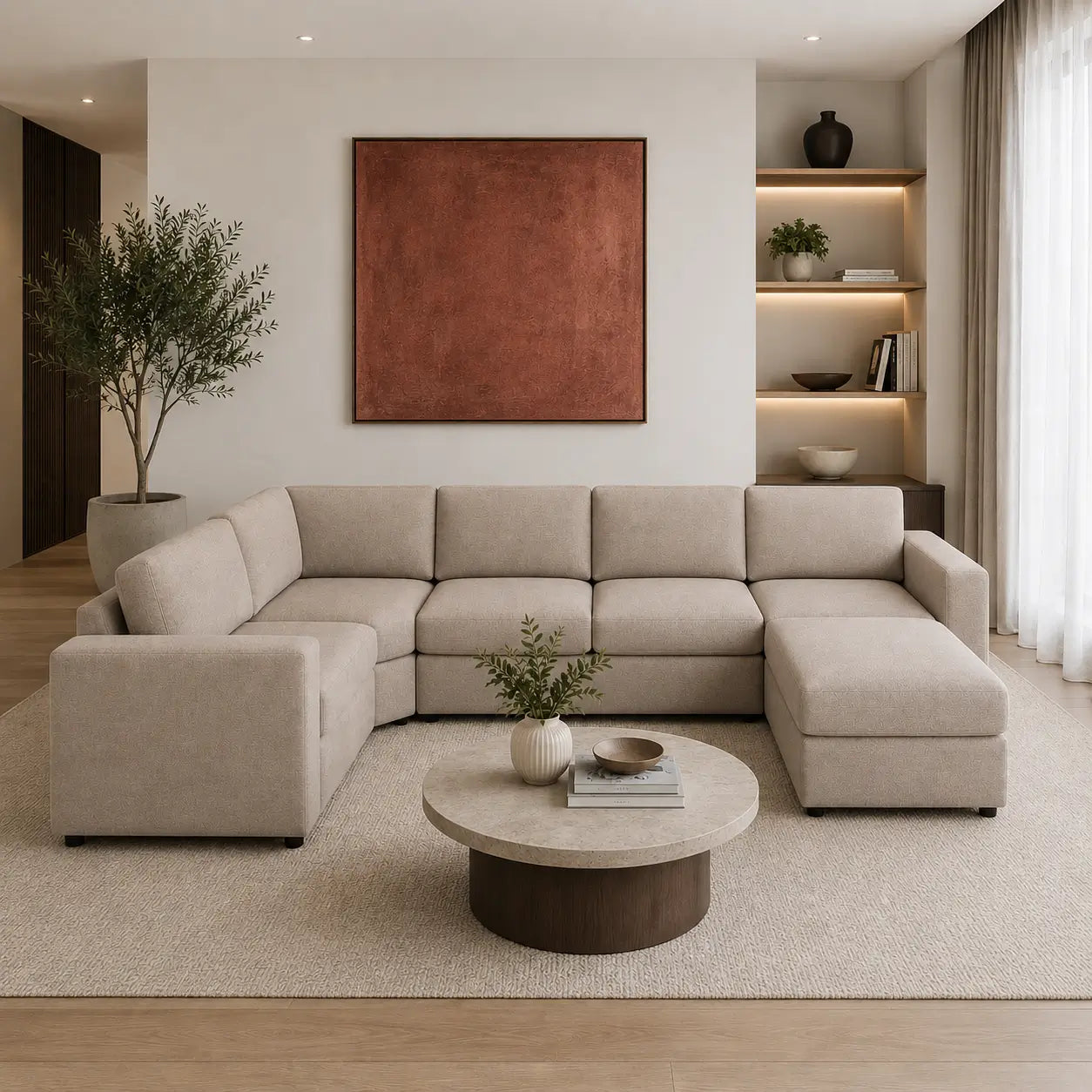 Eterno Plus Sofa | Fabric 4-Piece Modular Sectional with Storage Ottoman - used 8 months