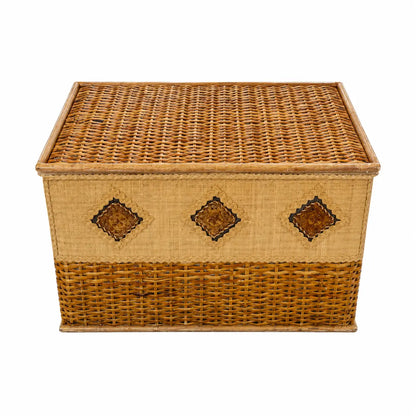 PJ Collection Hand-Woven Rattan Storage Box | Diamond Pattern, 65x41x45 cm - used 8 months