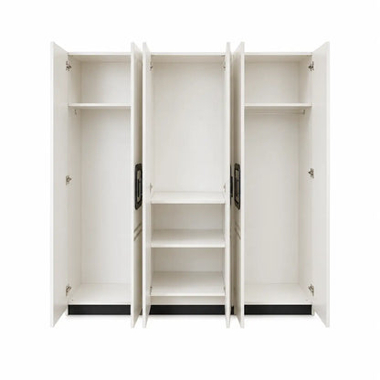 King Bedroom Set with LED Headboard, Hydraulic Storage & 6-Door Wardrobe | Black/White, 180x200 cm - used 8 months