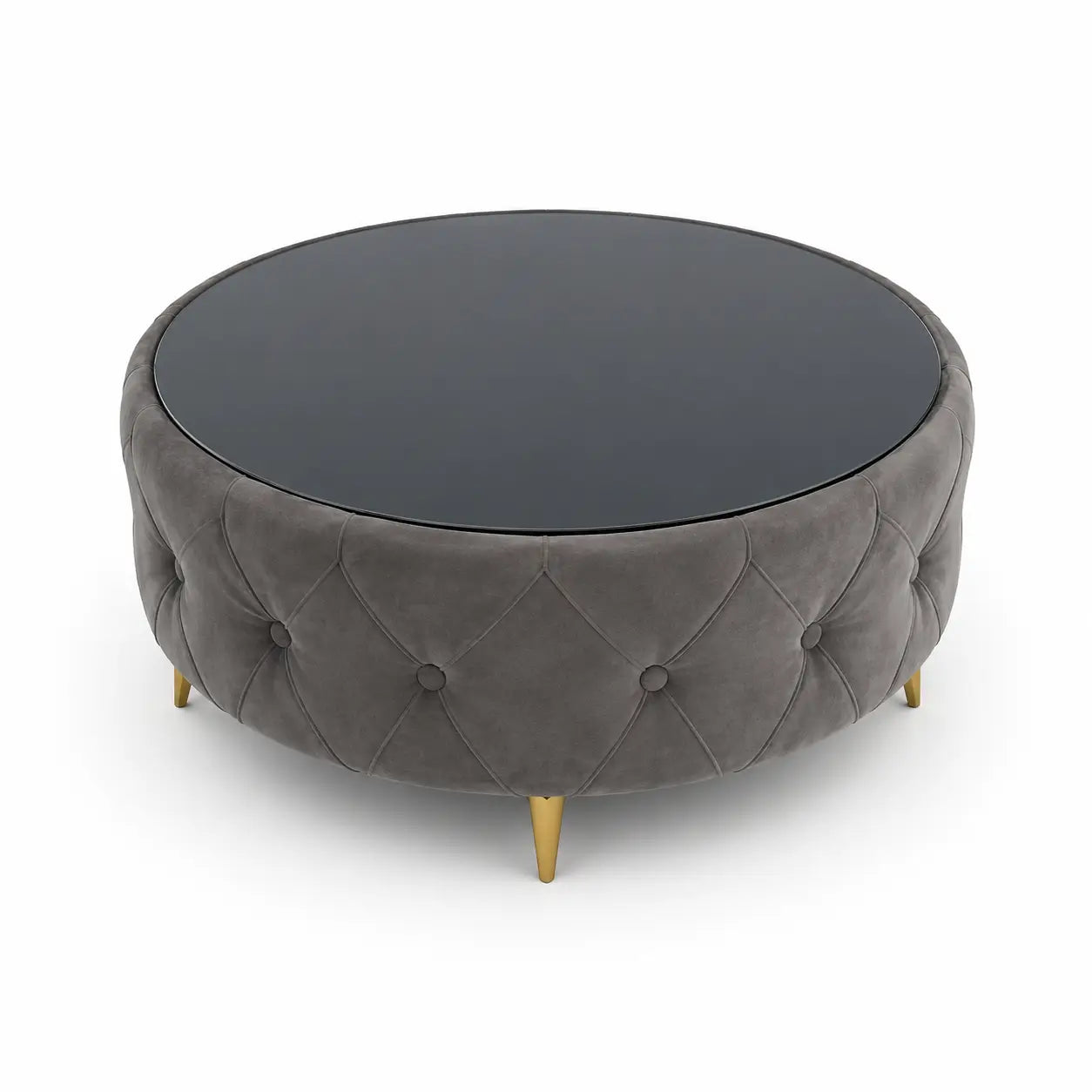 Christopher Knight Home Ivy Glam Velvet & Glass Coffee Table Ottoman | Tufted - used 4 months